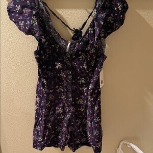 Free People Purple Floral Corduroy Dress